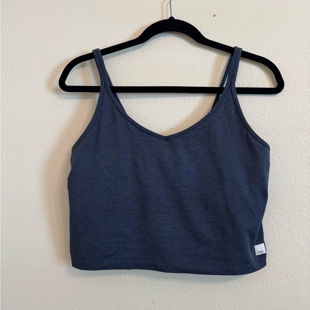 Vuori Halo Performance Crop Top Heather Blue Bra Lounge Athleisure Everyday XL